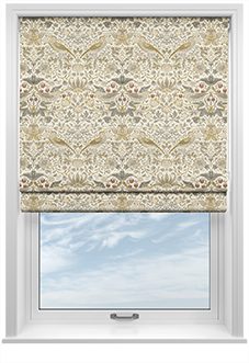 William Morris At Home Strawberry Thief, Ochre - Twist&Fit Roman Blind